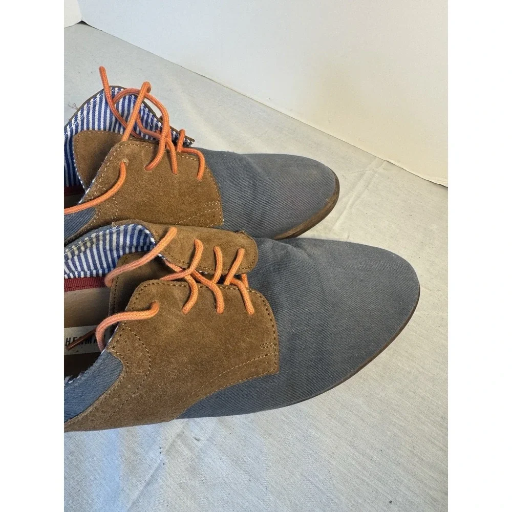 Ben Sherman Men's Oxford Shoes Size 11 Blue Brown Leather Denim Dress Casual